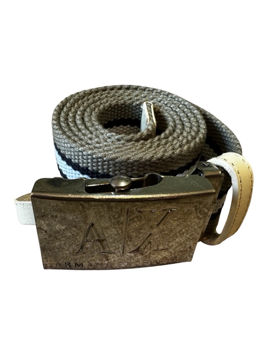 Armani Exchange Other - Armani Exchange Tan Canvas Belt with Black, White Stripe and Metal A|X Buckle